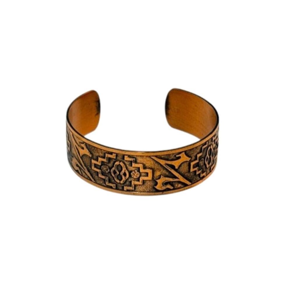 Vintage Genuine Copper Cuff Bracelet Southwestern Geometric Adjustable USA